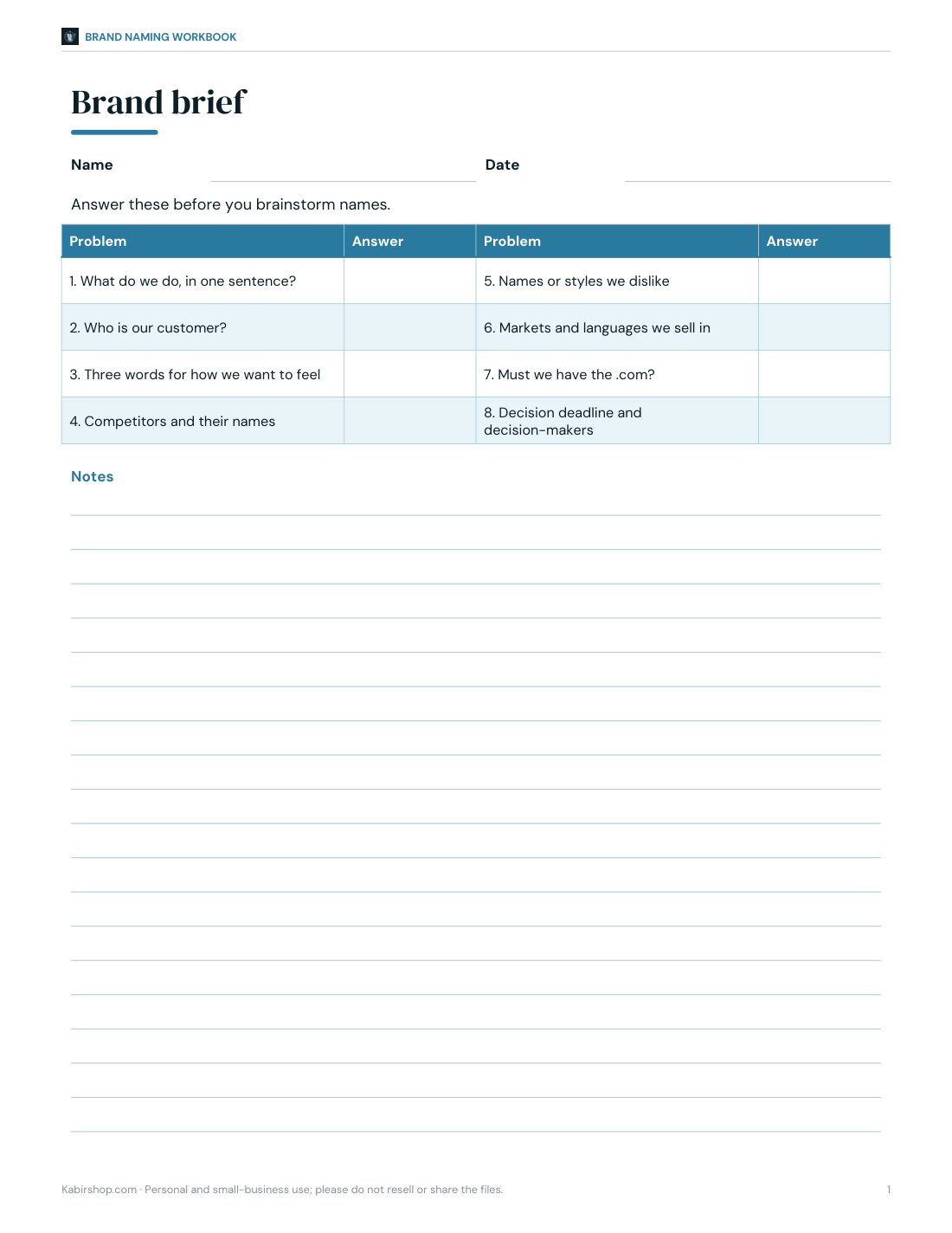 Preview of the first page of Brand brief